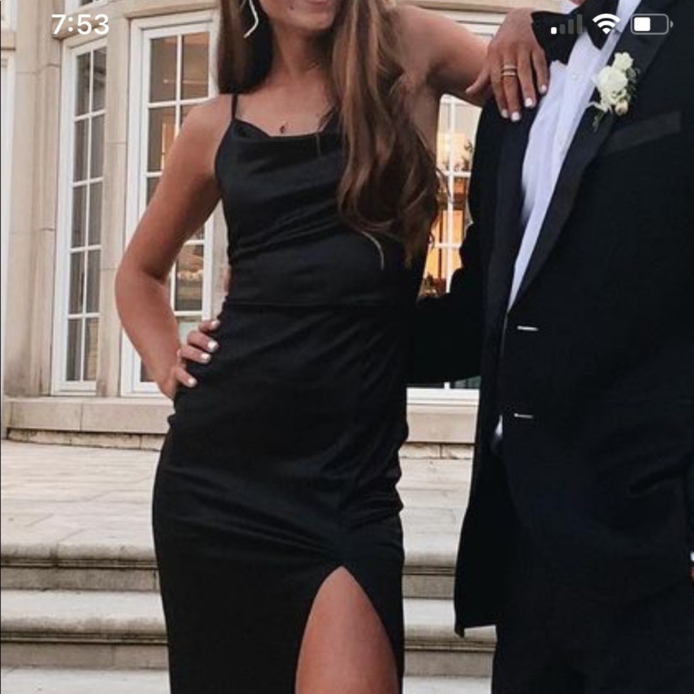 EX BOYFRIEND SALE. MUST GO!!! Sexy black satin dress size Small!